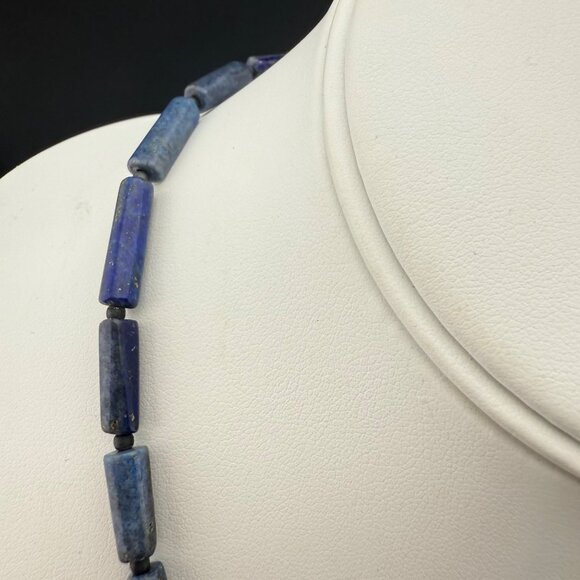 Lapis Lazuli & Coral Beaded Necklace With Hook Clasp 20" Statement Bib Jewelry H - Picture 10 of 11